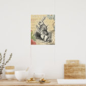 Weißes Kaninchen Alice Abenteuer Wunderland Kunst Poster (Küche)