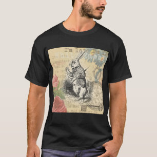 Weißes Kaninchen Alice Abenteuer Wunderland Kunst T-Shirt