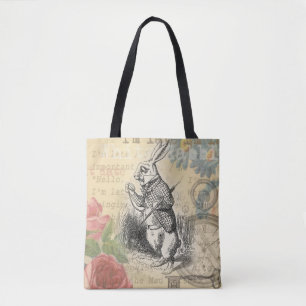 Weißes Kaninchen Alice Abenteuer Wunderland Kunst Tasche