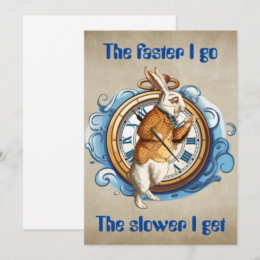 Weißes Kaninchen, Alice im Wunderland. Mitteilungskarte (Vorne/Hinten)