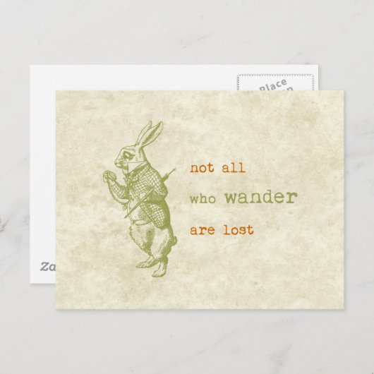 Weißes Kaninchen, Alice im Wunderland Postkarte (Vorne/Hinten)