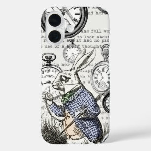 Weißes Kaninchen Alice im Wunderland Uhren Kunst iPhone 16 Hülle