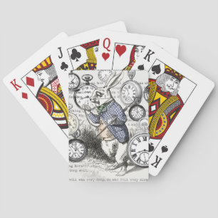 Weißes Kaninchen Alice im Wunderland Uhren Kunst Spielkarten