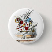 Weißes Kaninchen Alice Wunderland Herz Button (Vorderseite)