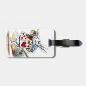 Weißes Kaninchen Alice Wunderland Herz Gepäckanhänger (Rückseite horizontal)