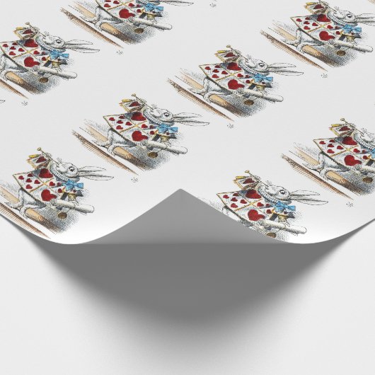 Weißes Kaninchen Alice Wunderland Herz Geschenkpapier (Ecke)