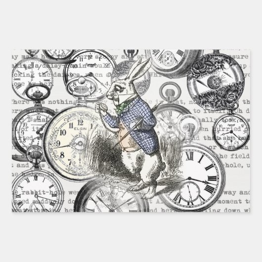 Weißes Kaninchen Alice Wunderland Herz Geschenkpapier Set (Vorderseite 2)