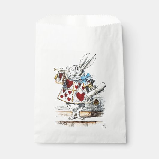 Weißes Kaninchen Alice Wunderland Herz Geschenktütchen (Vorderseite)