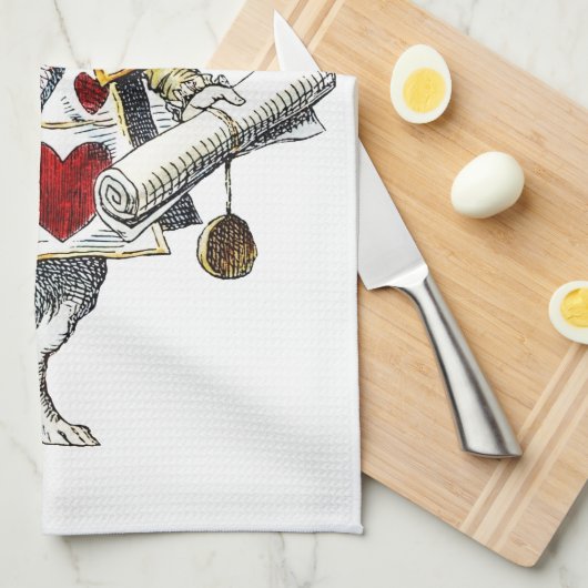 Weißes Kaninchen Alice Wunderland Herz Geschirrtuch (Viertel Falte)