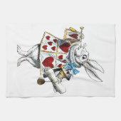 Weißes Kaninchen Alice Wunderland Herz Geschirrtuch (Horizontal)