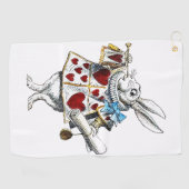 Weißes Kaninchen Alice Wunderland Herz Golfhandtuch (Horizontal)