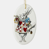 Weißes Kaninchen Alice Wunderland Herz Keramik Ornament (Rechts)