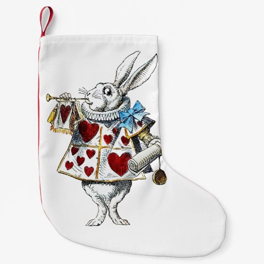 Weißes Kaninchen Alice Wunderland Herz Kleiner Weihnachtsstrumpf (Vorderseite)