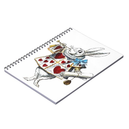 Weißes Kaninchen Alice Wunderland Herz Notizblock (Linke Seite)
