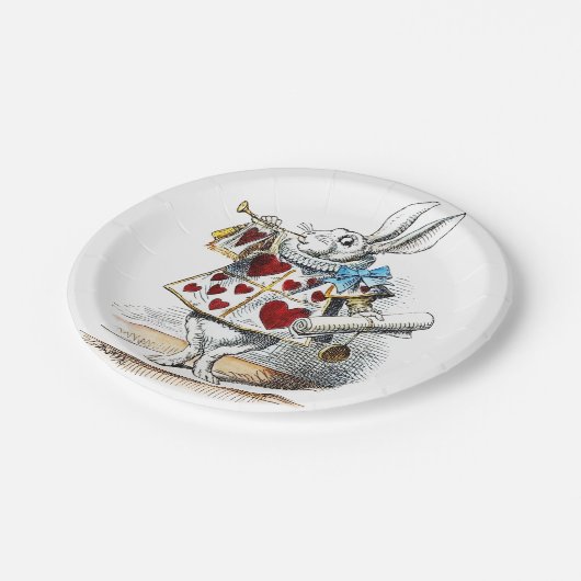 Weißes Kaninchen Alice Wunderland Herz Pappteller (Schrägansicht)