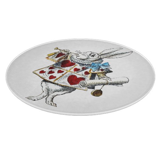 Weißes Kaninchen Alice Wunderland Herz Schneidebrett (Ecke)