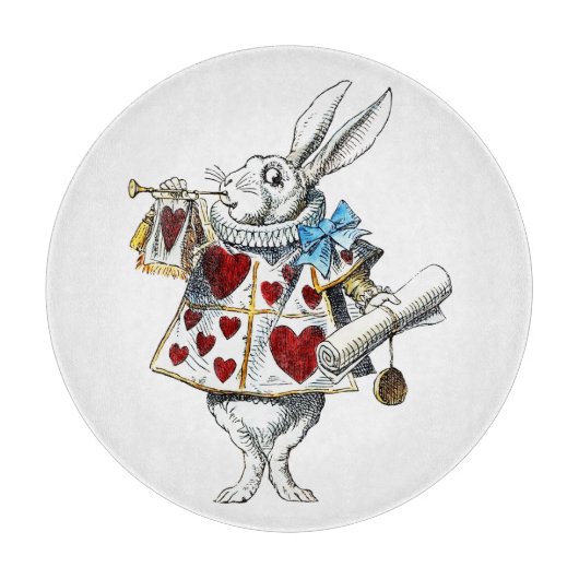 Weißes Kaninchen Alice Wunderland Herz Schneidebrett (Vorderseite)