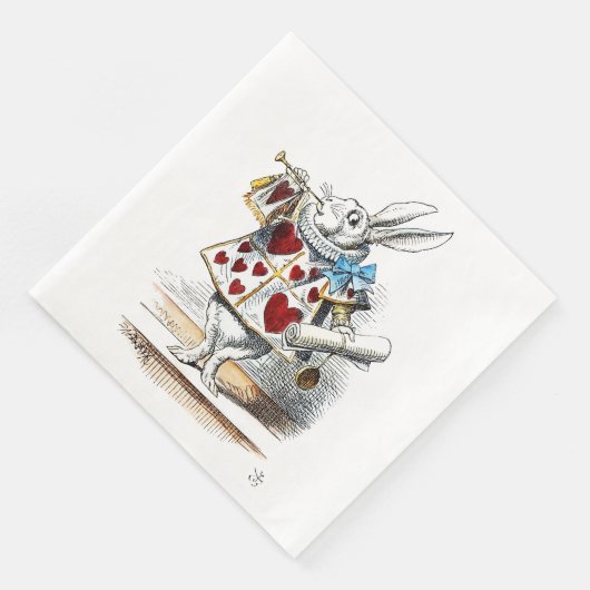 Weißes Kaninchen Alice Wunderland Herz Serviette (Ecke)