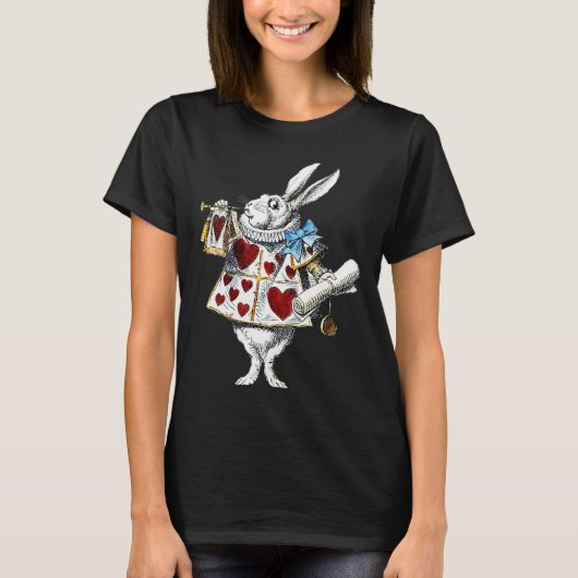 Weißes Kaninchen Alice Wunderland Herz T-Shirt (Vorderseite)