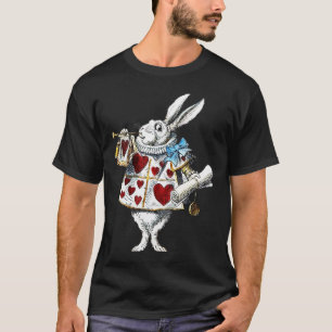 Weißes Kaninchen Alice Wunderland Herz T-Shirt