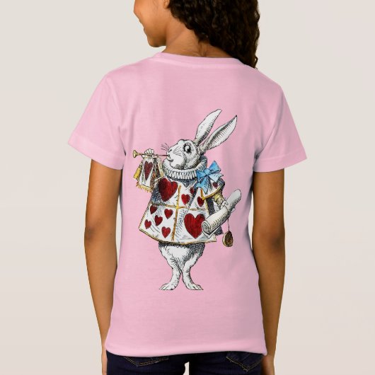 Weißes Kaninchen Alice Wunderland Herz T-Shirt (Rückseite)