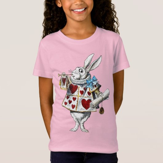 Weißes Kaninchen Alice Wunderland Herz T-Shirt (Vorderseite)