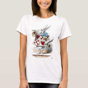 Weißes Kaninchen Alice Wunderland Herz T-Shirt
