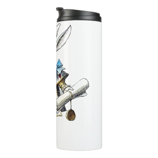 Weißes Kaninchen Alice Wunderland Herz Thermosbecher (Nach rechts gedreht)