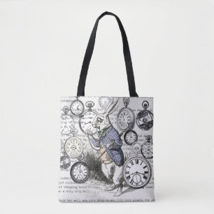Weißes Kaninchen Alice Wunderland Uhren Kunst Tasche