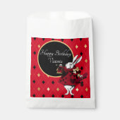 Weißes Kaninchen am Roten Geburtstag Geschenktütchen (Vorderseite)