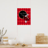 Weißes Kaninchen am Roten Geburtstag Poster (Küche)