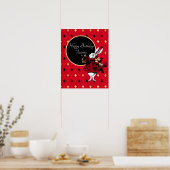 Weißes Kaninchen am Roten Geburtstag Poster (Küche)