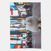 Weißes Kaninchen auf dem Times Square Geschirrtuch (Vertikal)