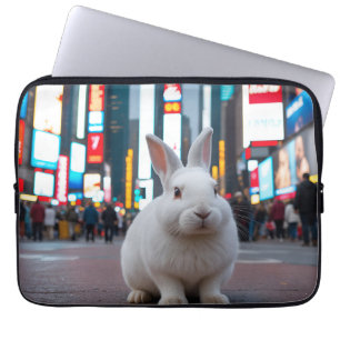 Weißes Kaninchen auf dem Times Square Laptopschutzhülle