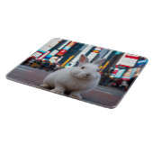 Weißes Kaninchen auf dem Times Square Schneidebrett (Ecke)