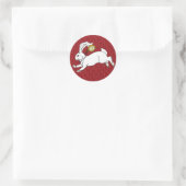 Weißes Kaninchen Aufkleber Red BG (Tasche)