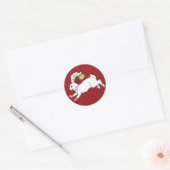 Weißes Kaninchen Aufkleber Red BG (Umschlag)