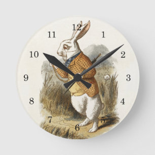 Weißes Kaninchen aus Alice im Wunderland Vintage A Runde Wanduhr