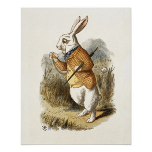Weißes Kaninchen aus Alice im Wunderland Vintage-K Poster