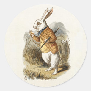 Weißes Kaninchen aus Alice im Wunderland Vintage-K Runder Aufkleber