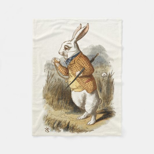 Weißes Kaninchen aus Vintager Alice im Wunderland Fleecedecke (Vorderseite)
