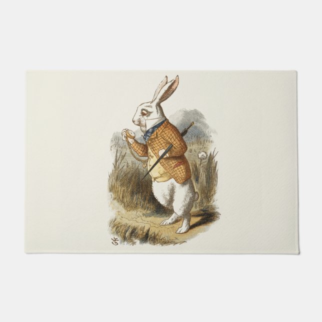 Weißes Kaninchen aus Vintager Alice im Wunderland Fußmatte (Vorderseite)