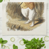 Weißes Kaninchen aus Vintager Alice im Wunderland Küchentuch (Gefaltet)