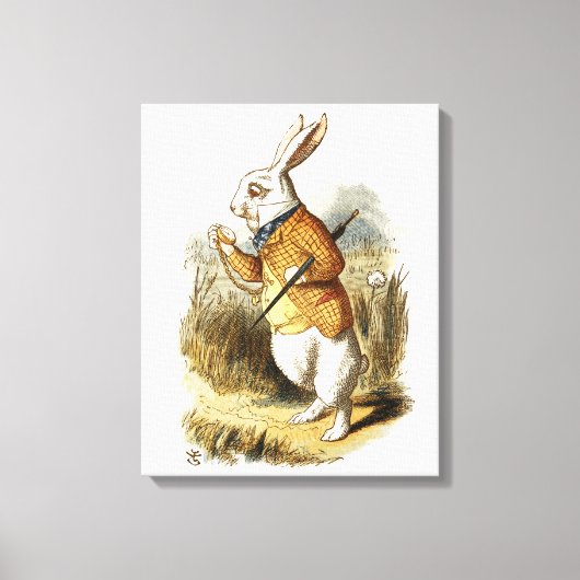 Weißes Kaninchen aus Vintager Alice im Wunderland Leinwanddruck (Vorderseite)