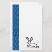 Weißes Kaninchen-Blau bewegt stationäres Briefpapier (Vorne/Hinten)