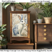 Weißes Kaninchen, blaues Blumenmuster EC4R Decoupa Seidenpapier