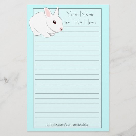 Weißes Kaninchen-Briefpapier Briefpapier (Vorderseite)