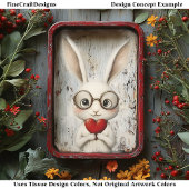 Weißes Kaninchen, Brille und ein rotes Herz BY2 De Seidenpapier