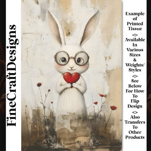 Weißes Kaninchen, Brille und ein rotes Herz BY2 De Seidenpapier