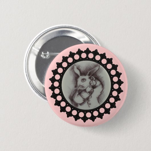 Weißes Kaninchen Button (Vorne & Hinten)